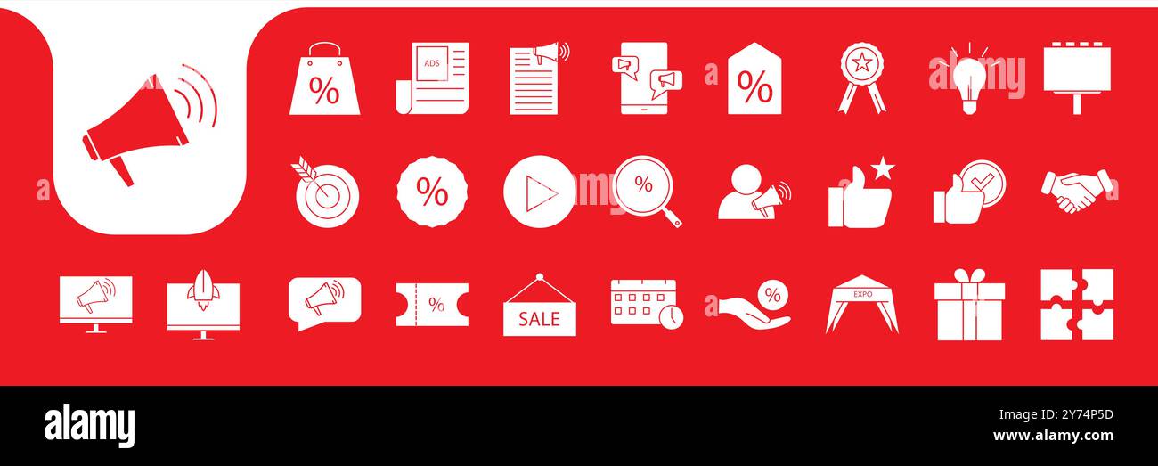 sale promotion flat icon set collection vector design Stock Vector