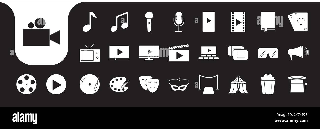 entertaiment flat icon set collection vector design Stock Vector