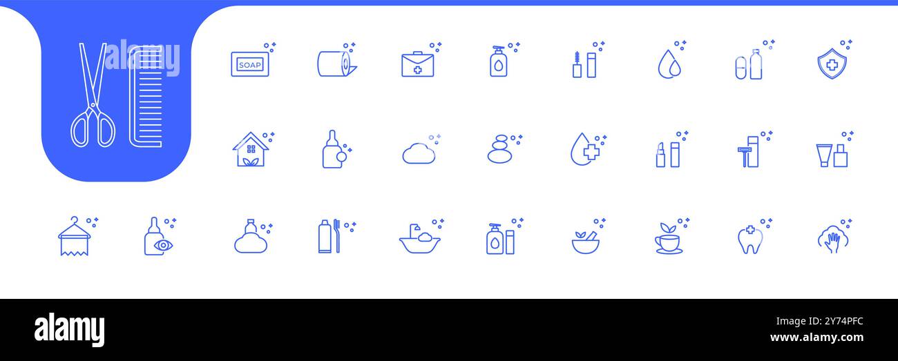 Body treatment cleaning icons, set design vector Stock Vector