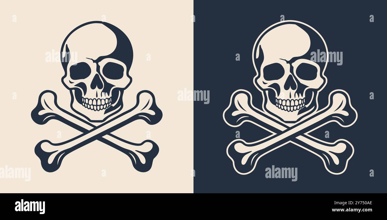 Hand drawn skull and crossbones tattoo vector illustration Stock Vector ...