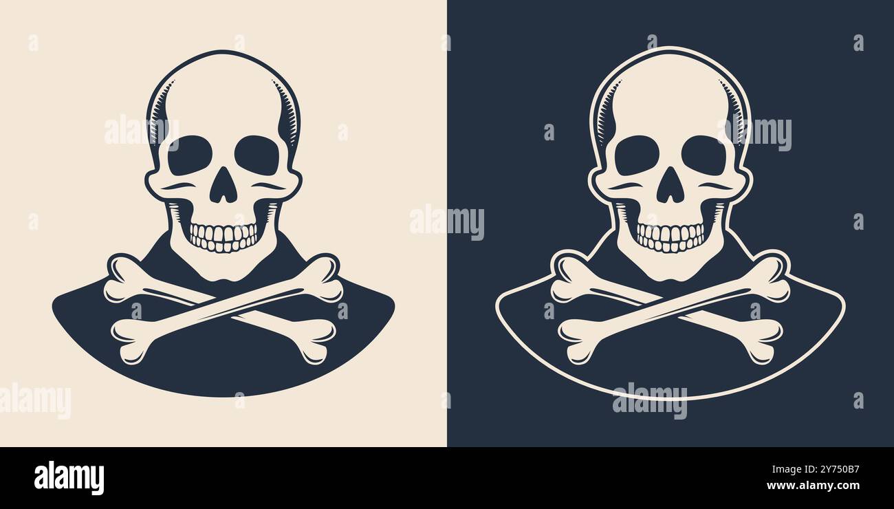 Hand drawn skull and crossbones tattoo vector illustration Stock Vector ...