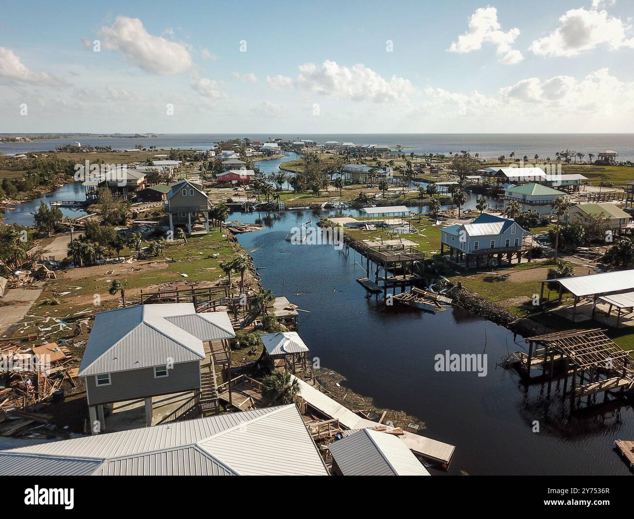 An aerial view of damage from Hurricane Helene on September 27, 2024 in ...