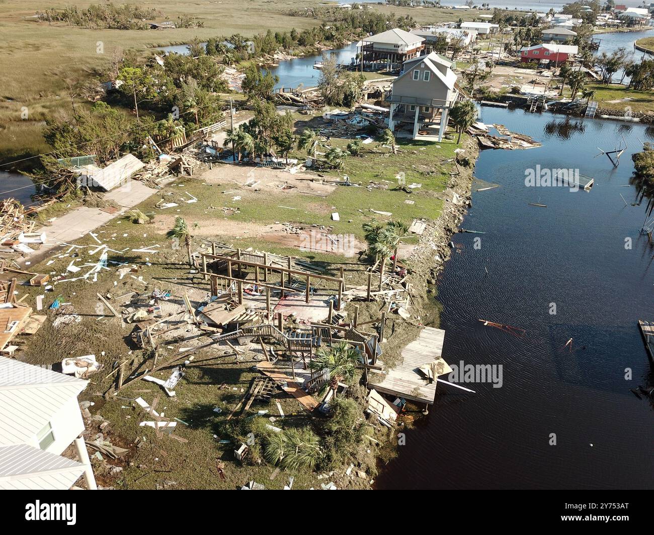 An aerial view of damage from Hurricane Helene on September 27, 2024 in ...