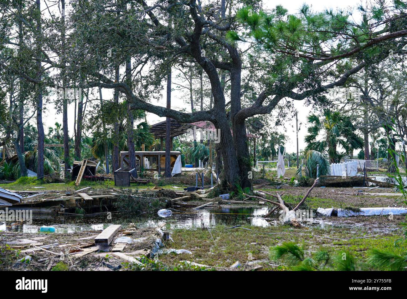 Damage from Hurricane Helene is seen on September 27, 2024 in Keaton ...