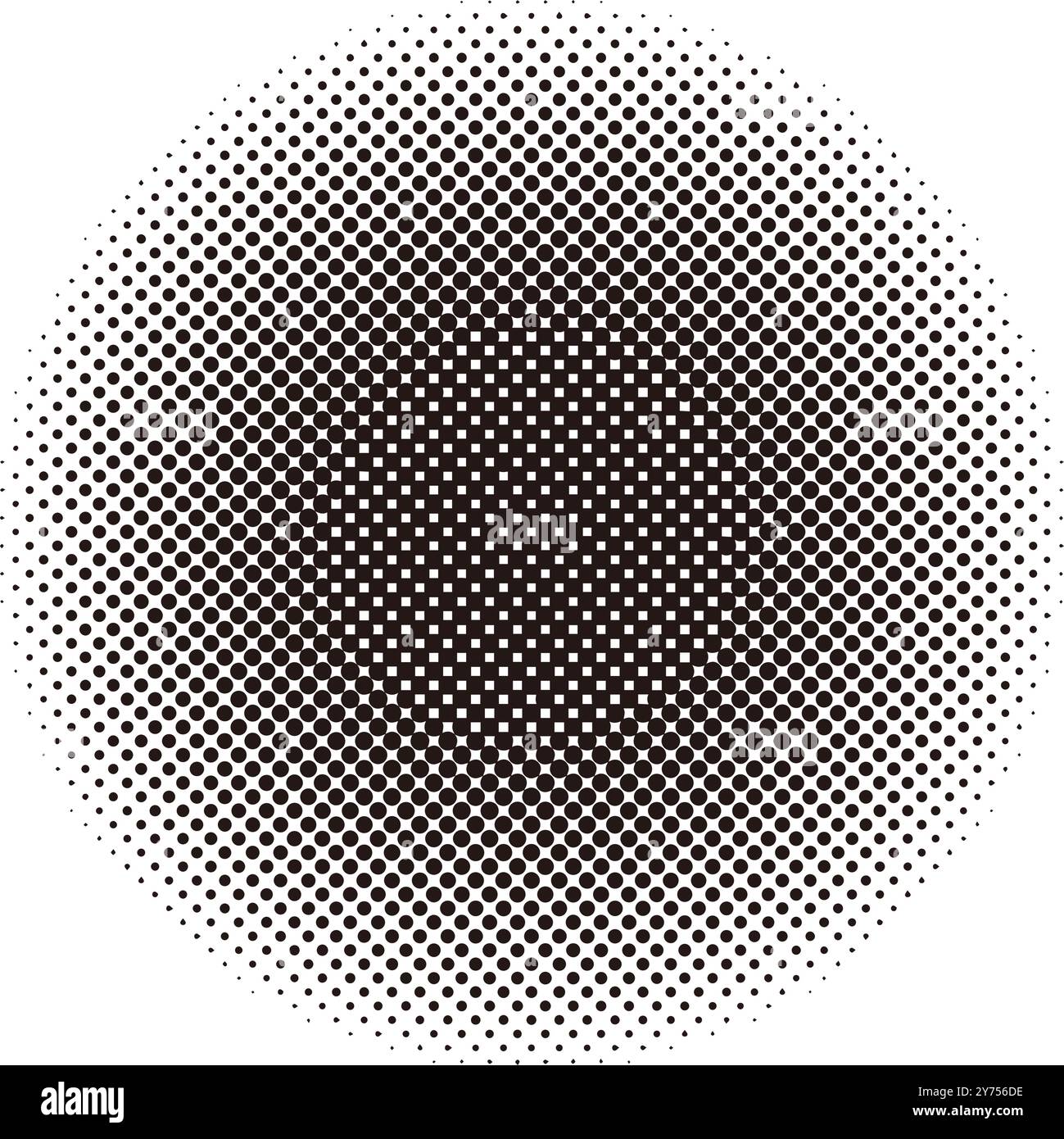 Monochrome Round Halftone Pattern Isolated On A White Background. Vector Illustration. Stock Vector