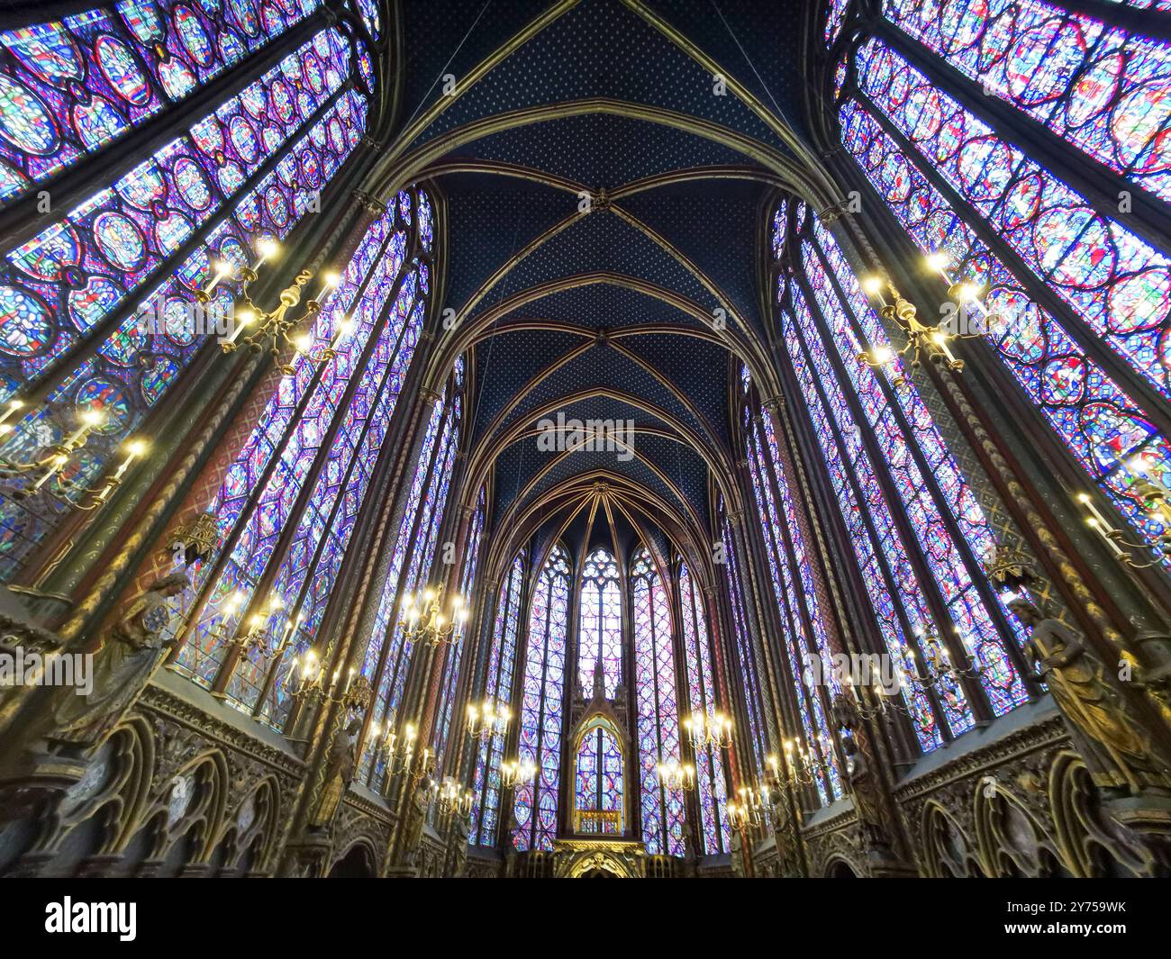 Paris 1er arr. Stained glass of the Holy Chapel (La Sainte Chapelle). Ile de France. France. Europe - Smartphone Captured Stock Image