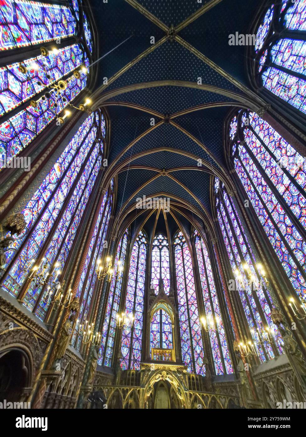 Paris 1er arr. Stained glass of the Holy Chapel (La Sainte Chapelle). Ile de France. France. Europe - Smartphone Captured Stock Image