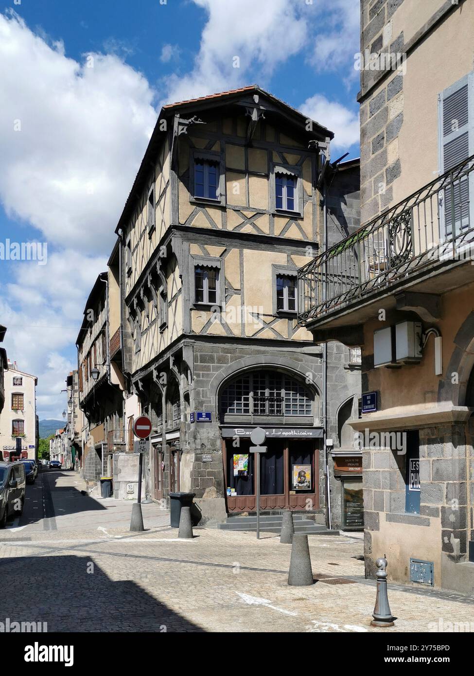 Clermont-Ferrand. The apothecary's house, a half-timbered building located in Old Montferrand medieval.Puy de Dome. Auvergne-Rhone-Alpes. France - Smartphone Captured Stock Image