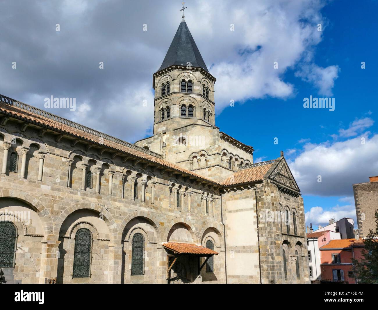 Notre Dame du Port romanesque church in Clermont-Ferrand. Unesco World Heritage.  Puy de Dome. Auvergne-Rhone-Alpes, France. - Smartphone Captured Stock Image