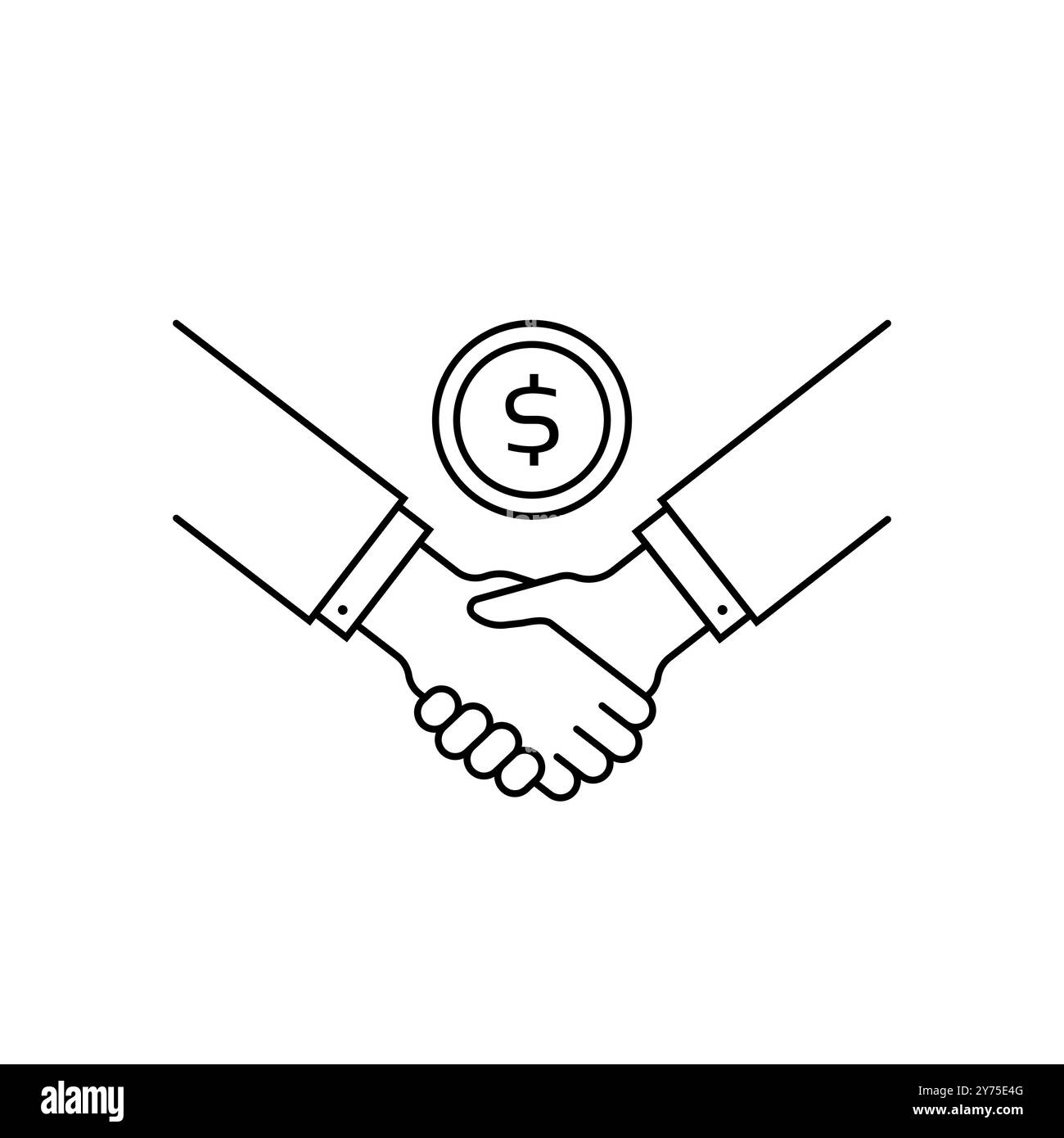 thin line deal icon with handshake and coin Stock Vector Image & Art ...
