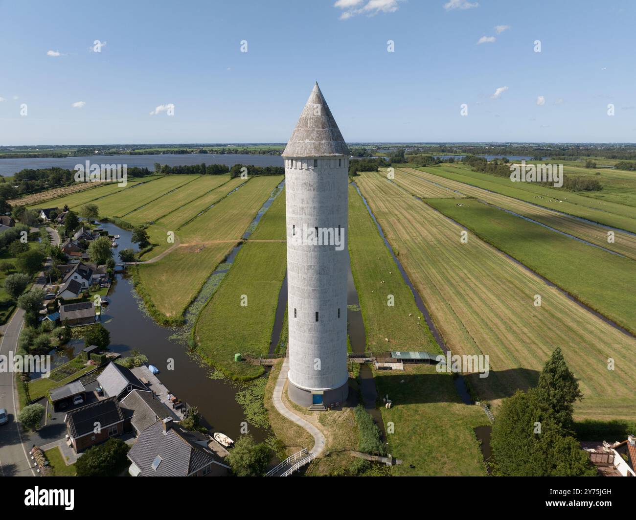 aerial-drone-view-of-watertoren-nieuwkoop-the-netherlands-summer