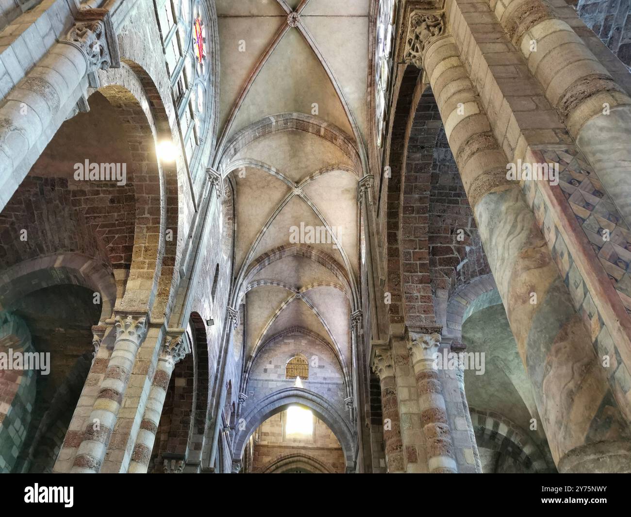 Brioude, interior of Basilica Saint Julien, Haute Loire department, Auvergne Rhone Alpes, France, Europe - Smartphone Captured Stock Image