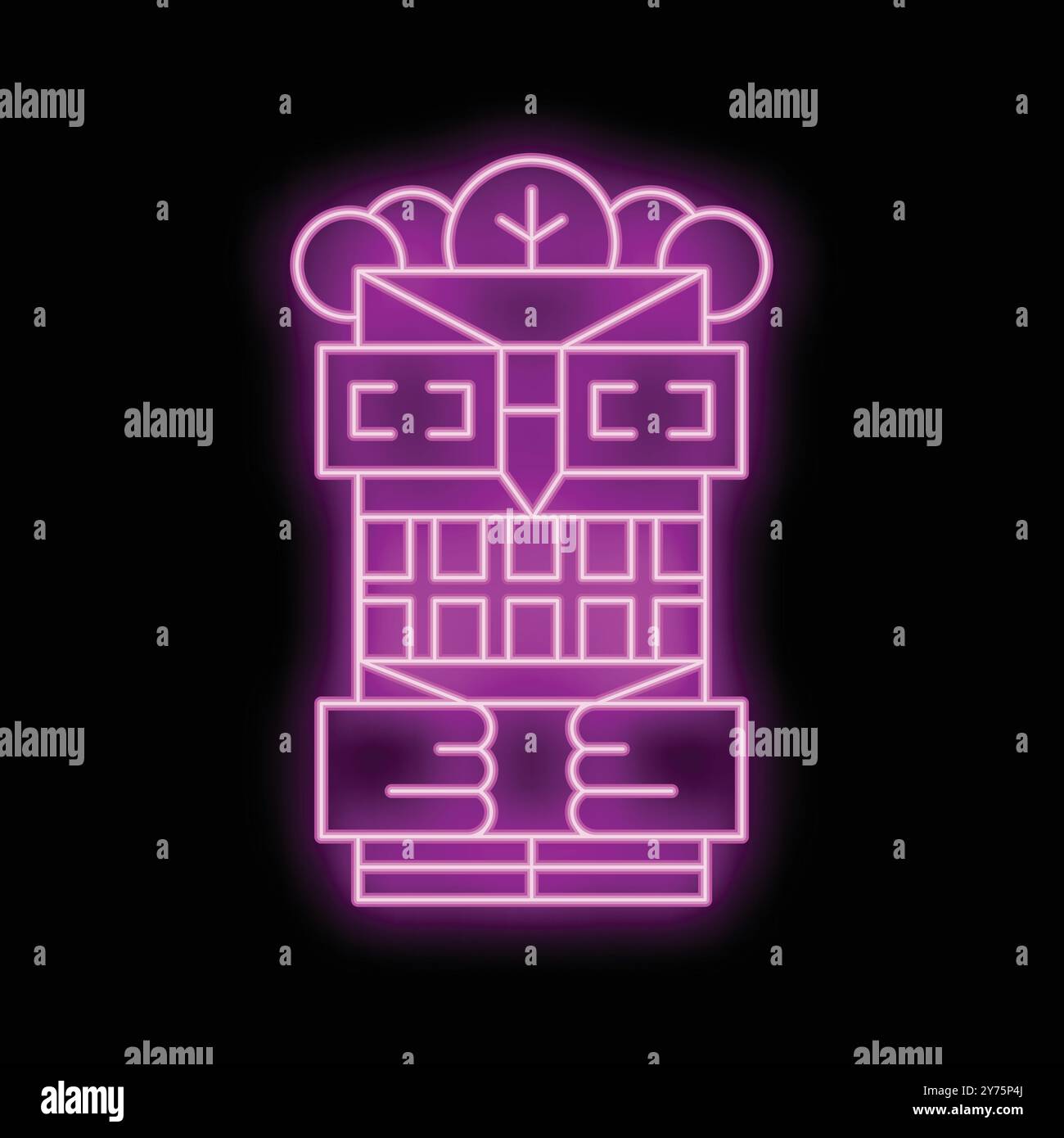 Glowing neon line traditional totem pole icon isolated on black ...