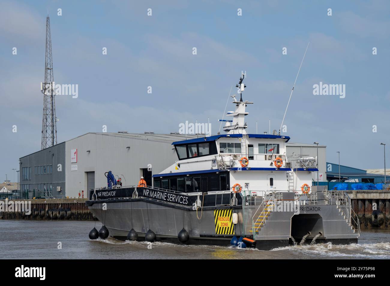NR Predator an offshore energy support vessel Great Yarmouth Norfolk UK Stock Photo
