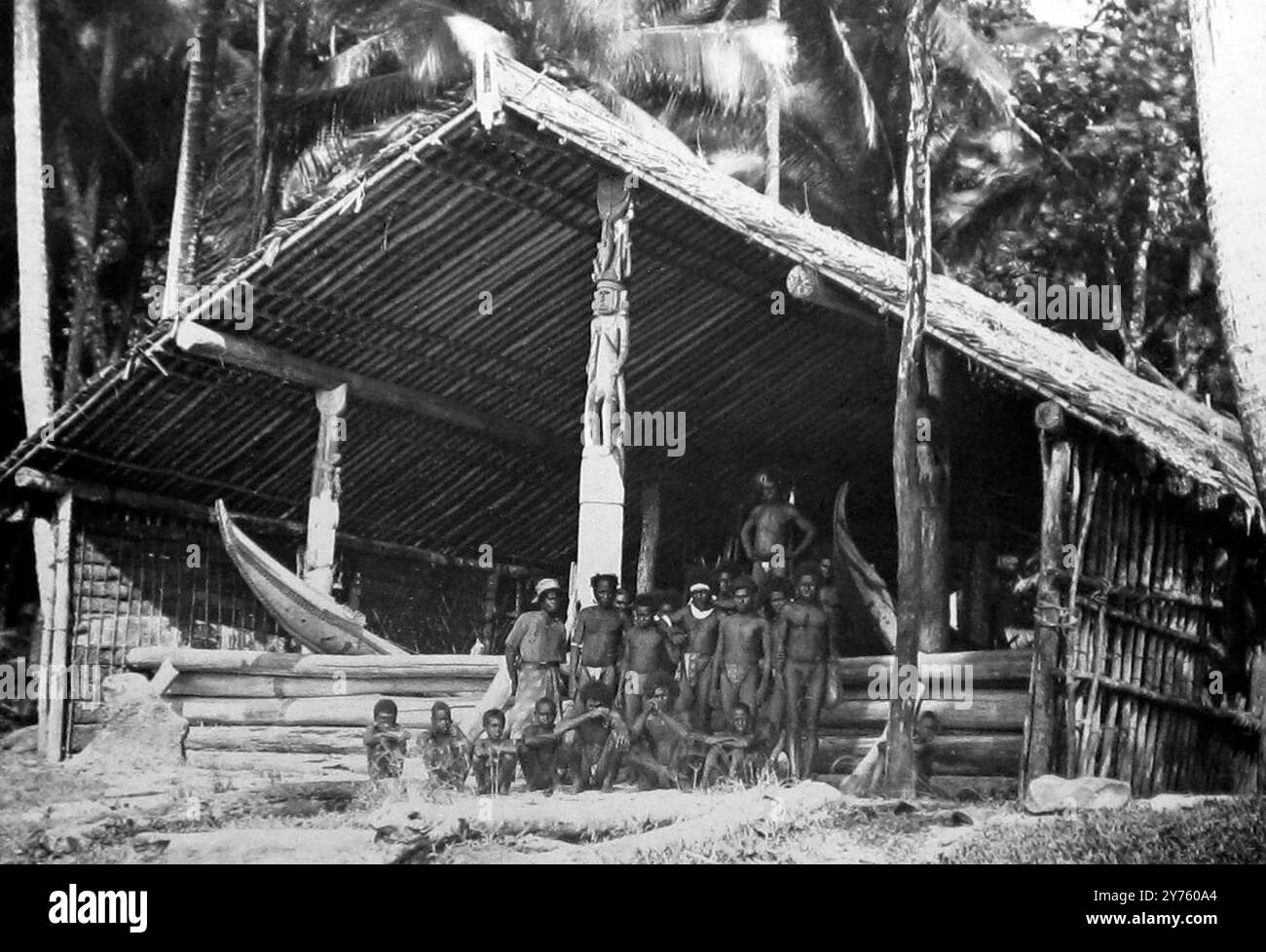 War canoe house, Solomon Islands, Victorian period Stock Photo