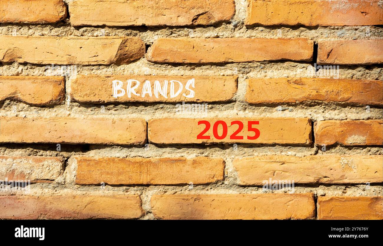 Planning Brands 2025 New Year Symbol Concept Words Brands 2025 On Planning Brands 2025 New Year Symbol Concept Words Brands 2025 On Beautiful Brown Brick Wall Beautiful Brown Brick Wall Background Business Brands 2Y7676Y 
