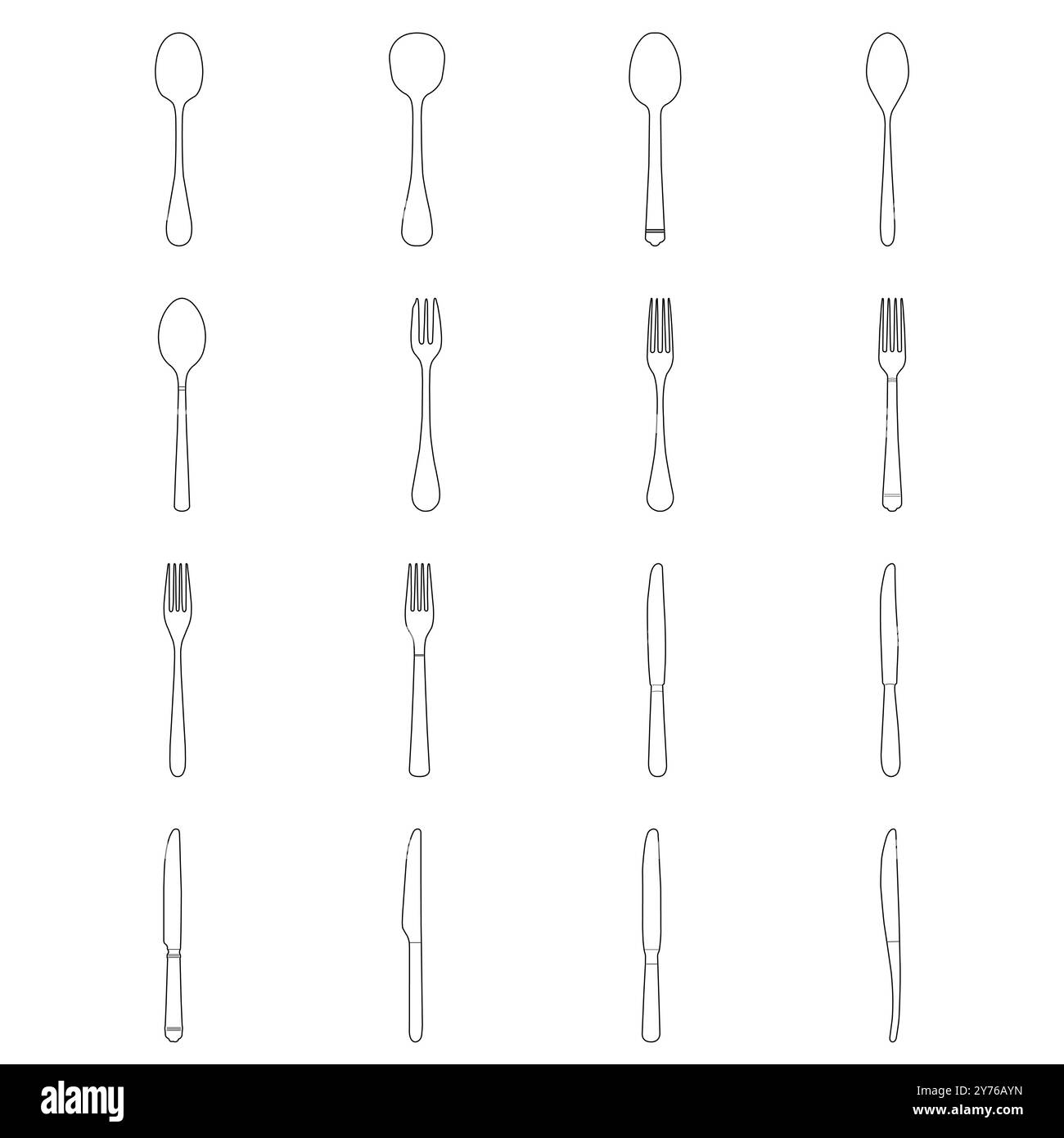spoon fork knife icon set on white background Stock Vector Image & Art ...