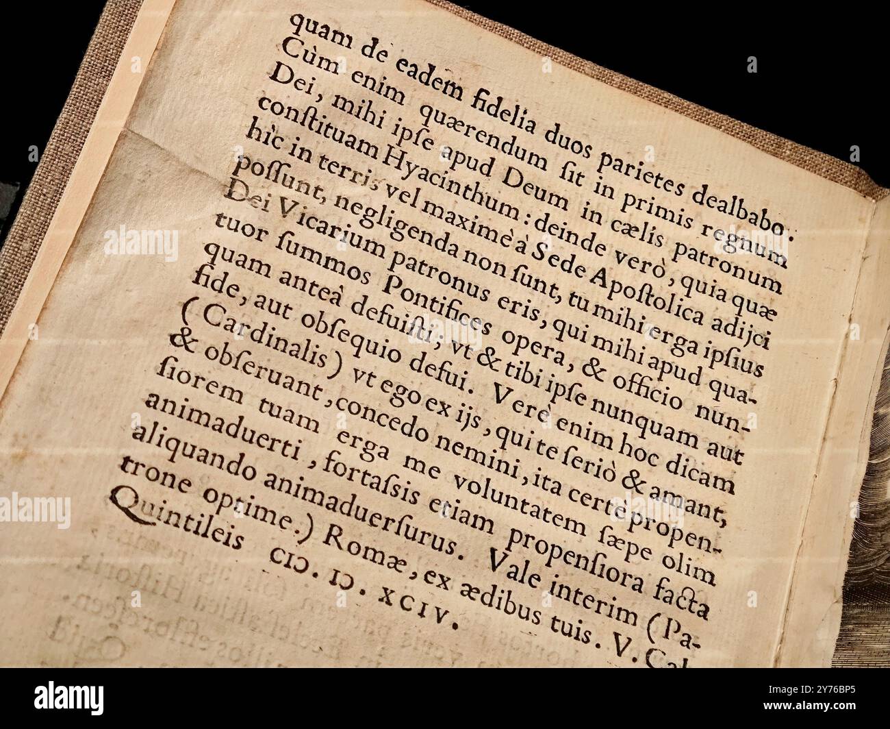 Simple old antique generic medieval book written in Latin gothic font ...