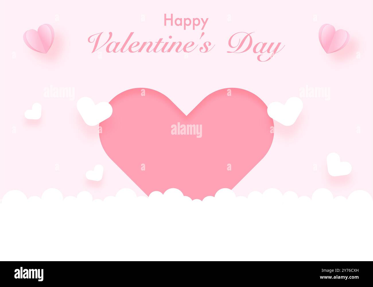 valentines day background with flying hearts soft pink backdrop Stock ...