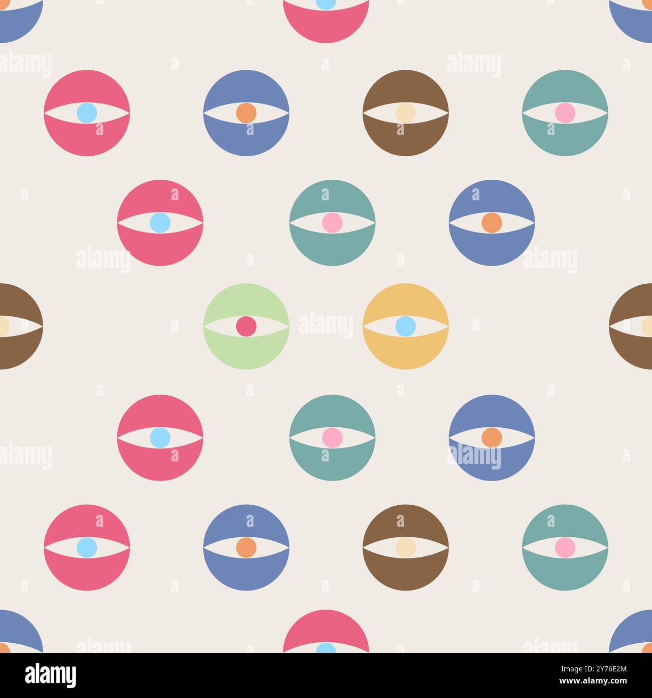 seamless pattern crescent and circle modified shape pastel shades color, illustrations vector Stock Vector
