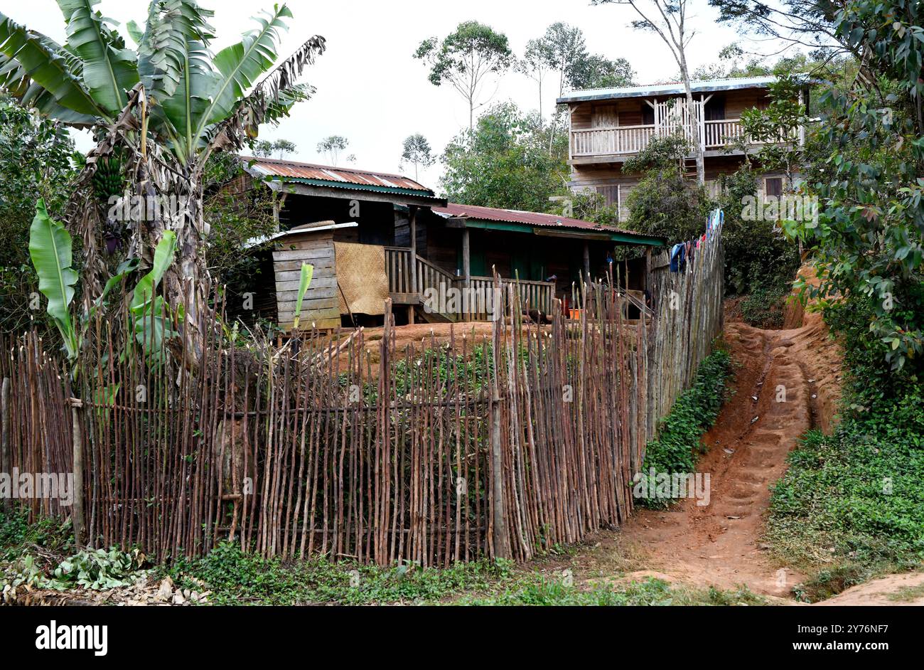 Madagascar Rual Andasibe, rural municipality. Traditional wood houses. Moramanga ...