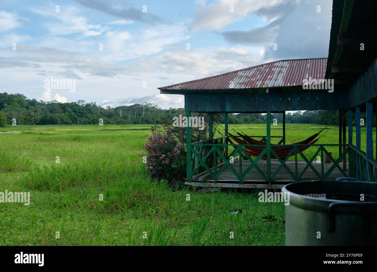 Floating house on amazon natural reserve