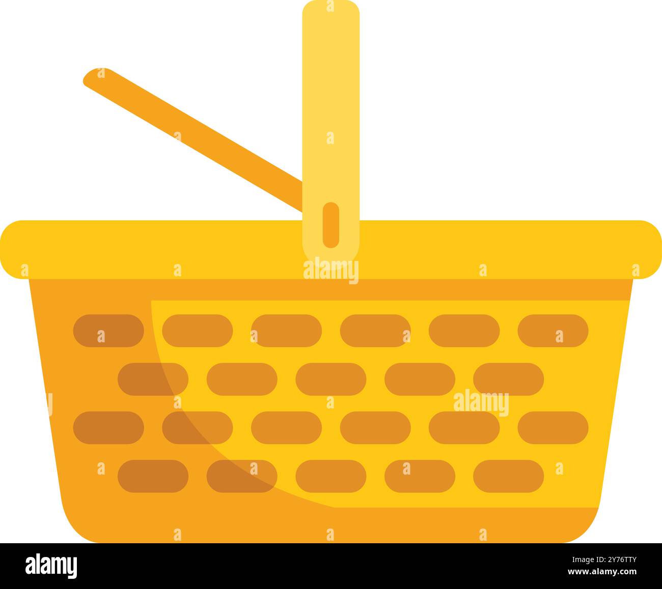 This vector illustration features an empty wicker picnic basket with ...