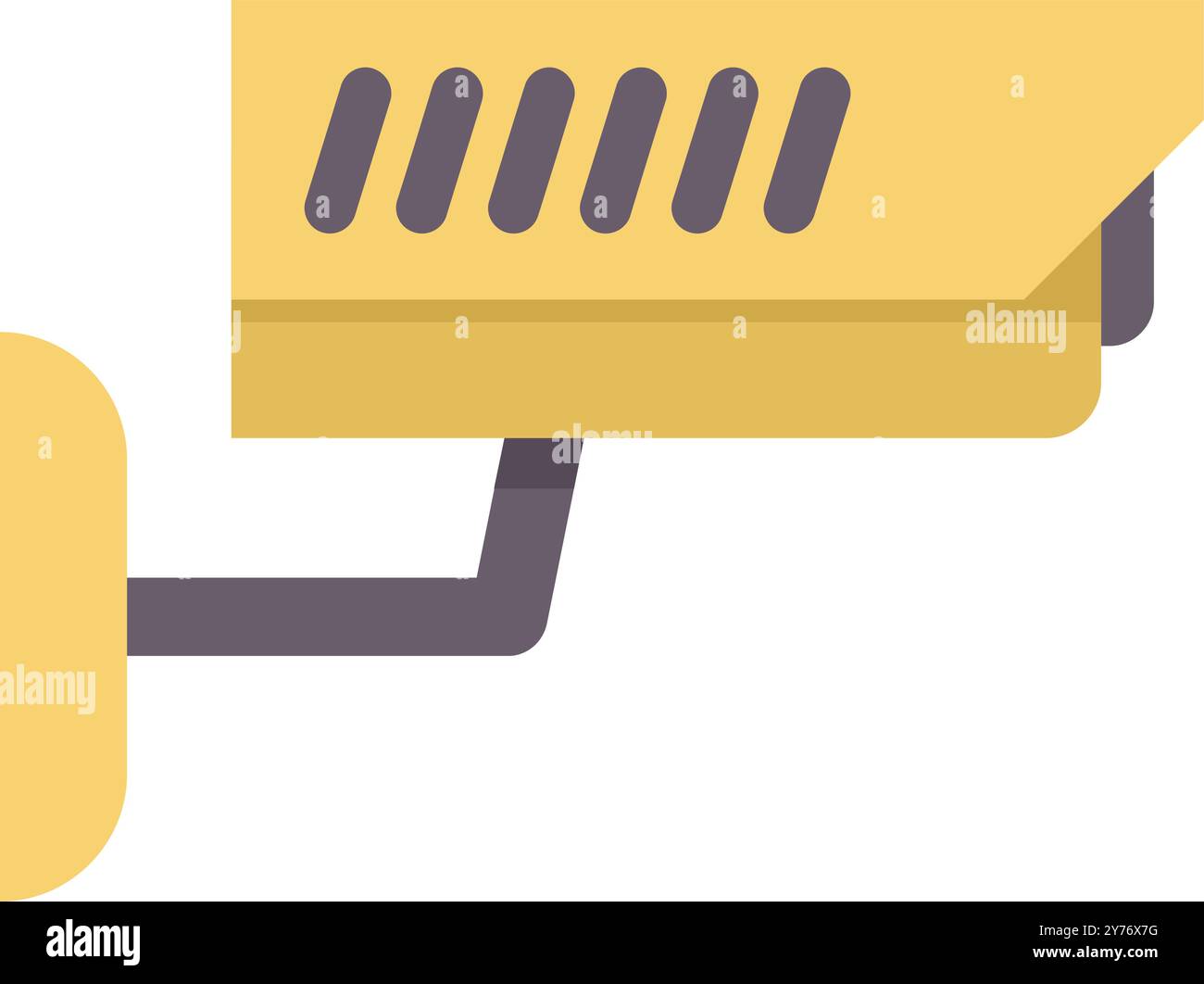Yellow security camera mounted on a wall, observing the surroundings Stock Vector