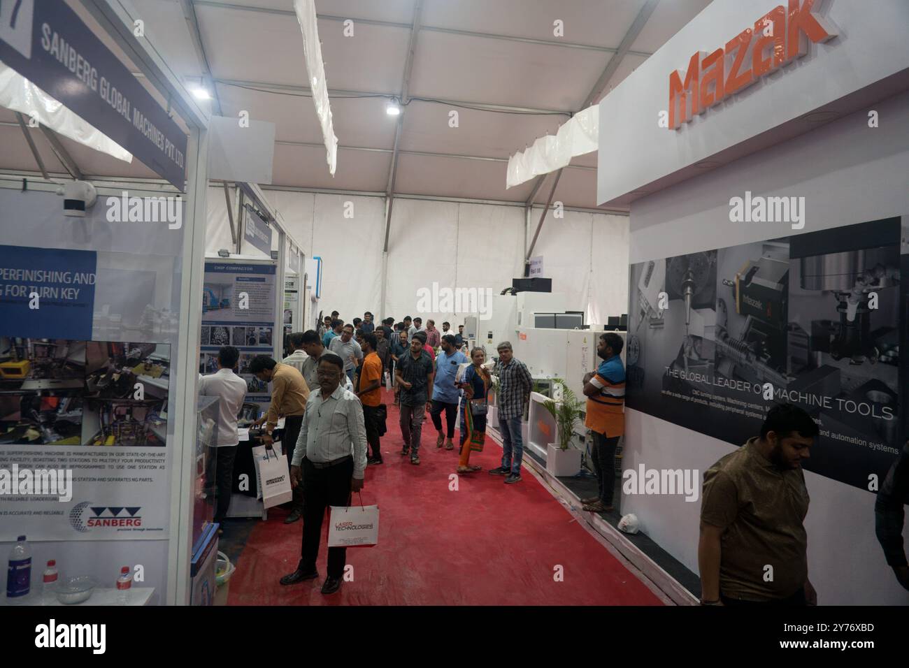 Rajkot, Gujarat, India. 27th September, 2024. Mazak stall Long view, Rajkot Machine Tools Show 2024. Credit: Nasirkhan Davi/Alamy Live News Stock Photo