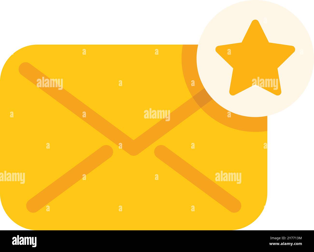 Yellow mail envelope with a star icon, indicating an important message ...