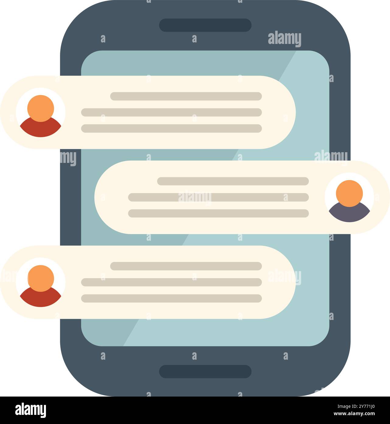 People chatting online on smartphone with speech bubbles exchanging messages Stock Vector