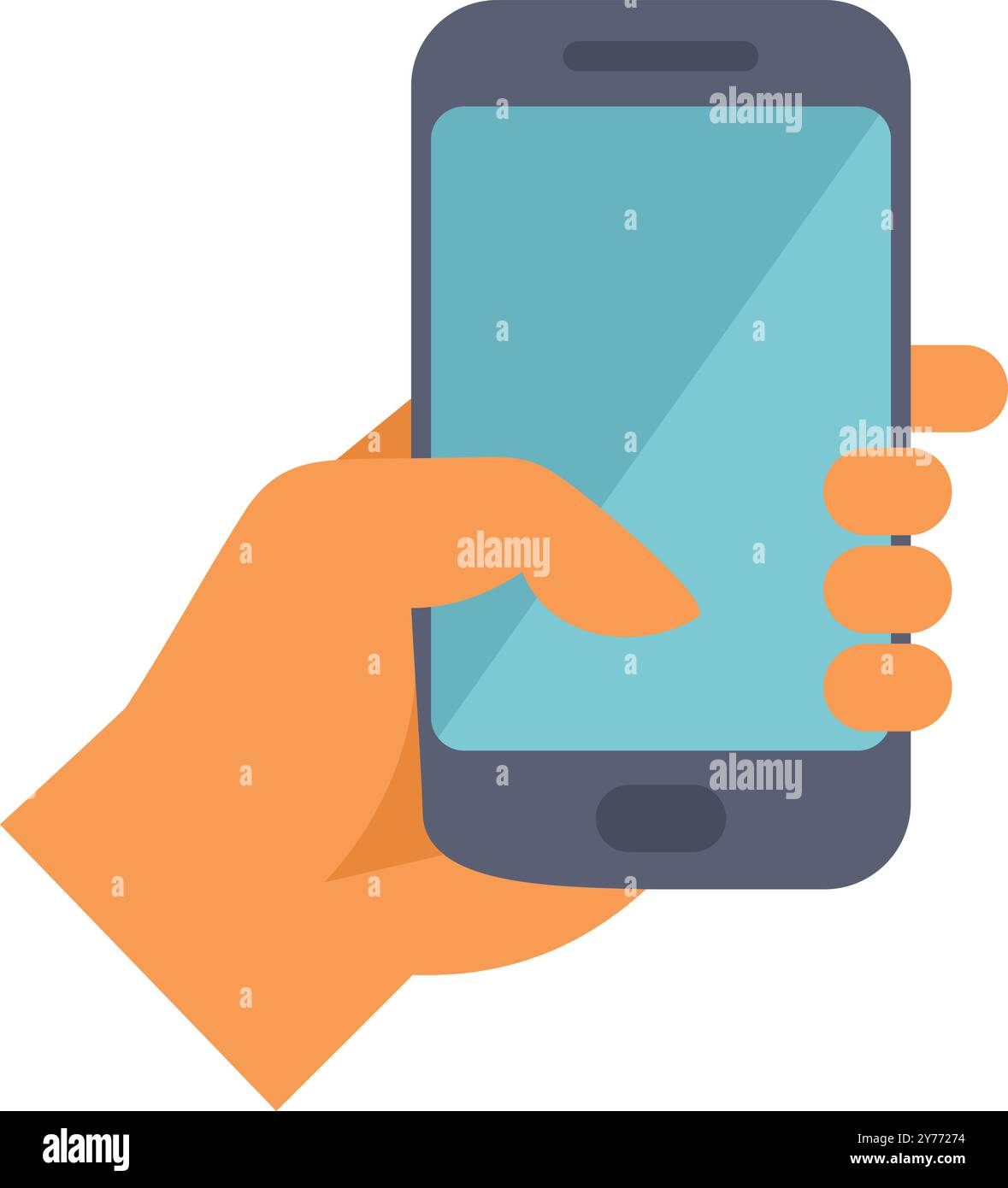 Hand holding a smartphone with a blank screen, perfect for showcasing ...