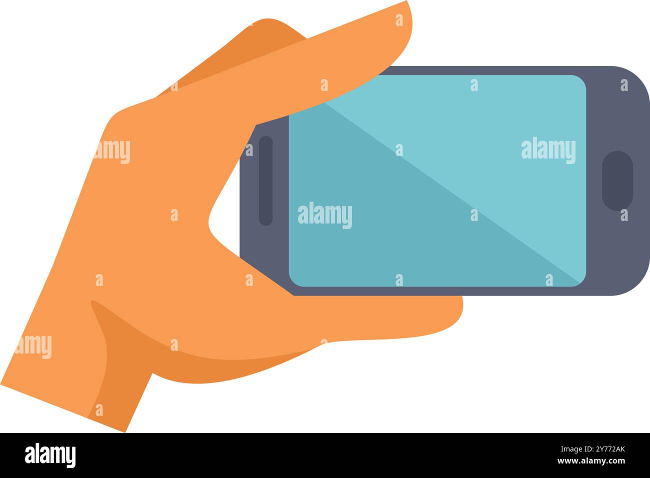 Human hand holding modern smartphone taking photo with blank screen for ...