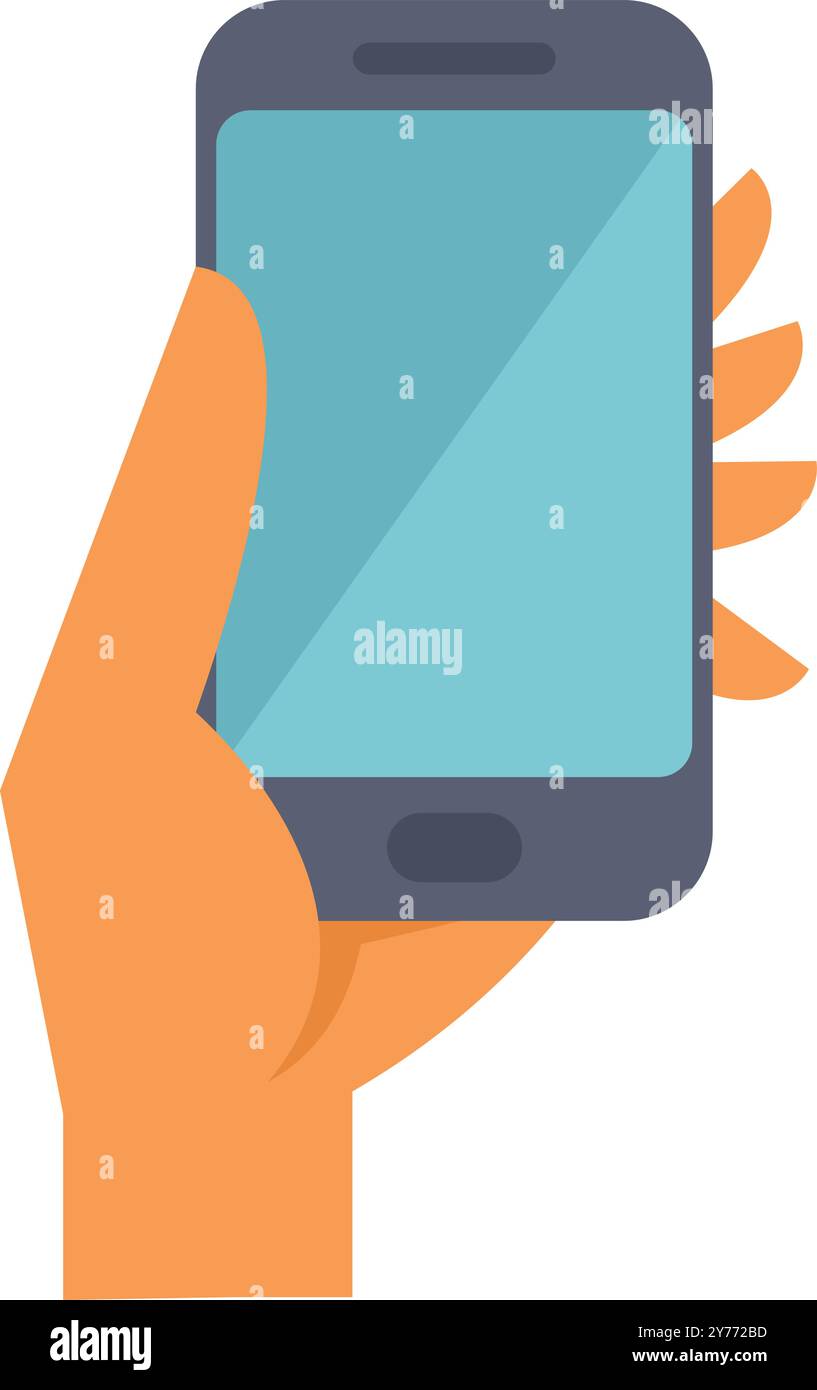 Hand is holding a smartphone with a blank screen, perfect for ...