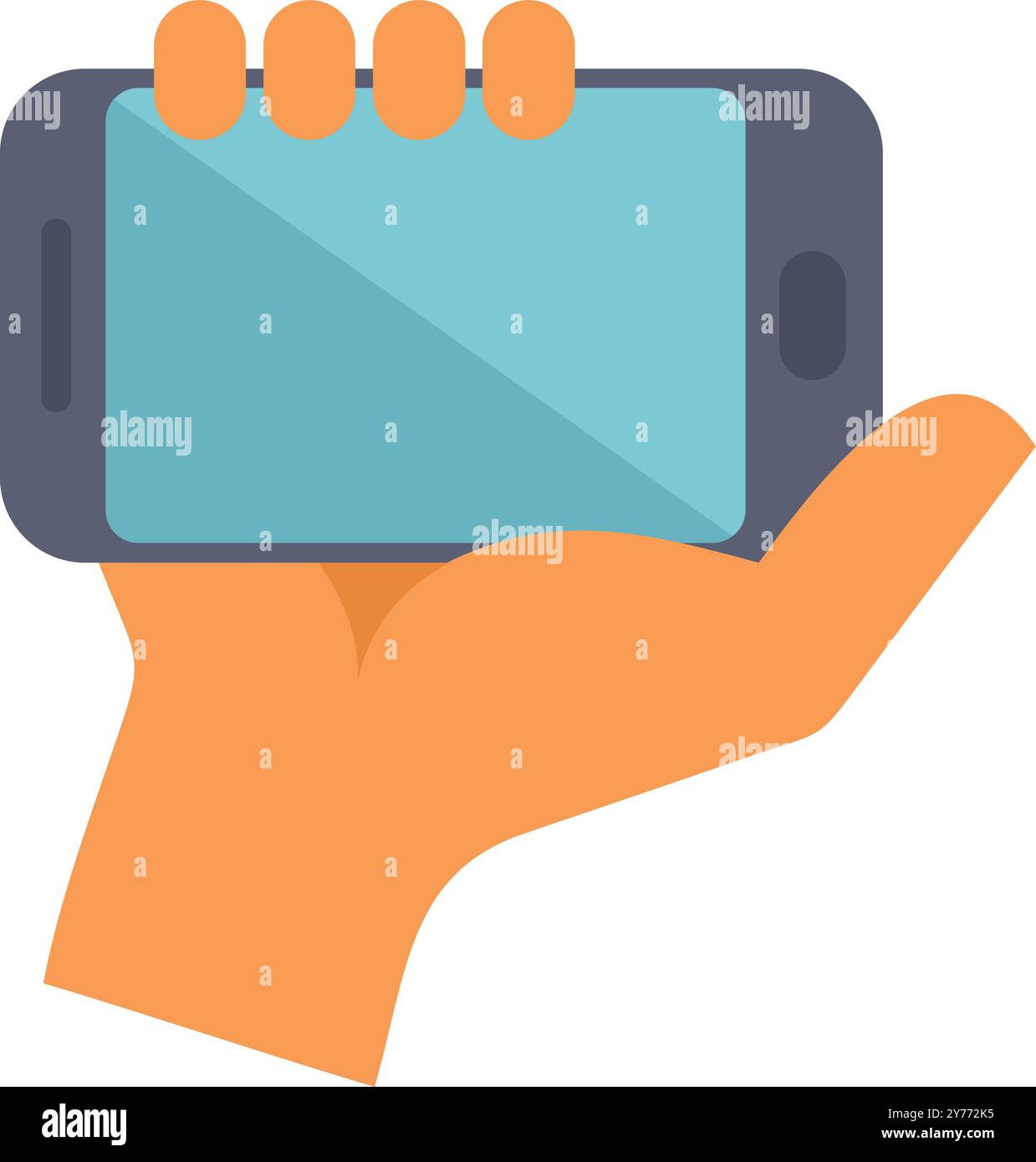 Hand is holding a smartphone with a blank screen, perfect for ...