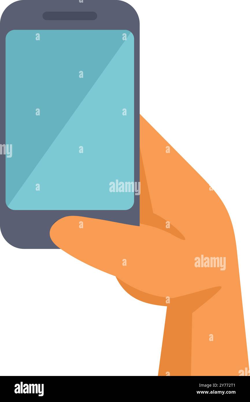 Hand is holding a smartphone with a blank screen, perfect for ...