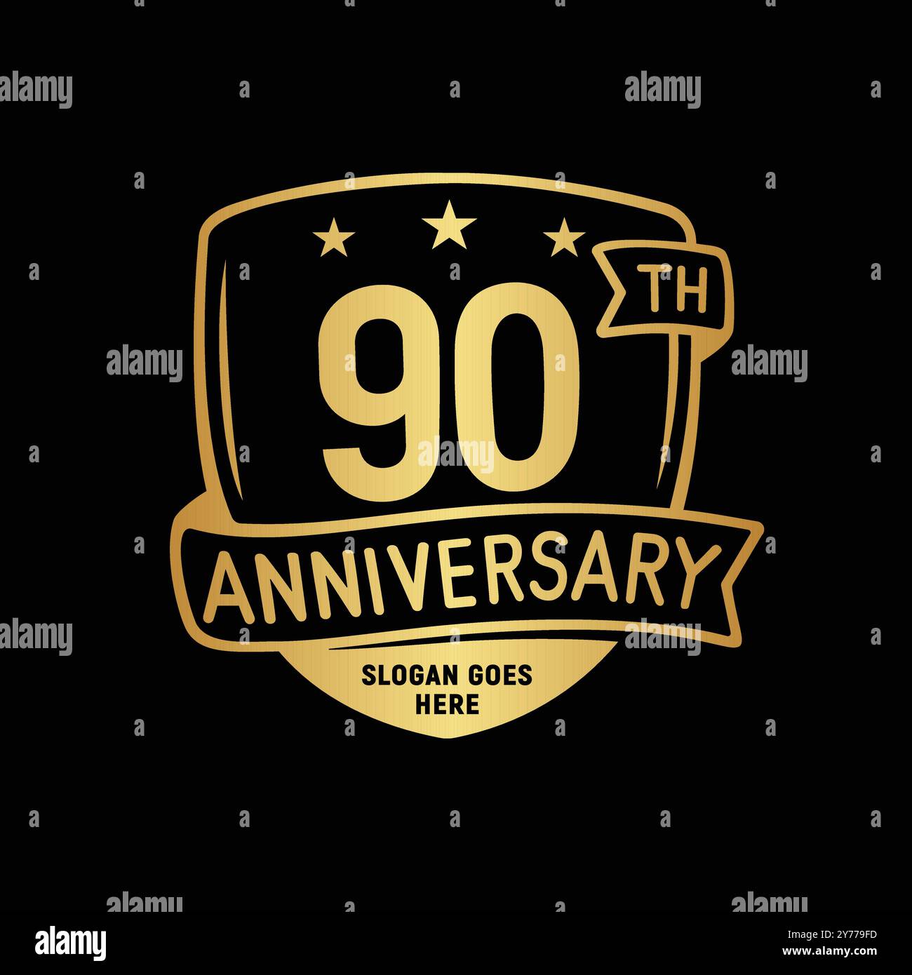 90 years anniversary celebration shield design template. 90th ...