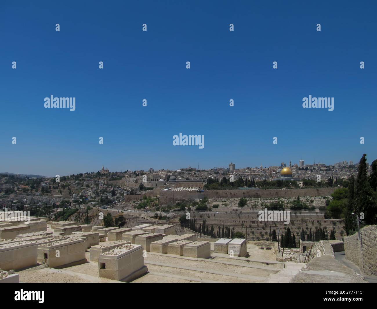 Panoramic view to Jerusalem Old city from Mount of Olives Jewish ...