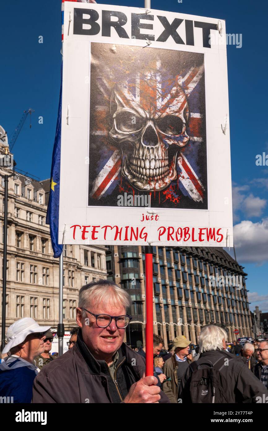 London, UK. 28 SEP, 2024 This was the third annual march to bring attention to the impact of Brexit and advocating for a return to the EU.  Aubrey Fagon/Alamy Live News Stock Photo