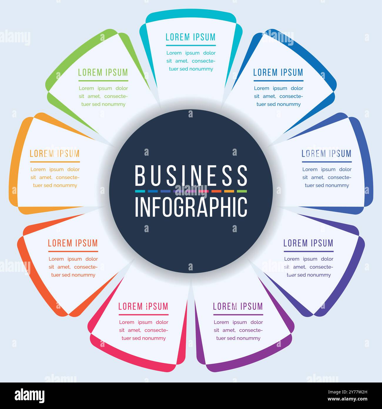 9 Options Infographic design 9 Steps, objects, elements or options business information template Stock Vector