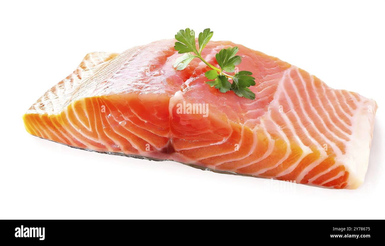 Salmon fillet isolated on white background. File contains clipping path ...
