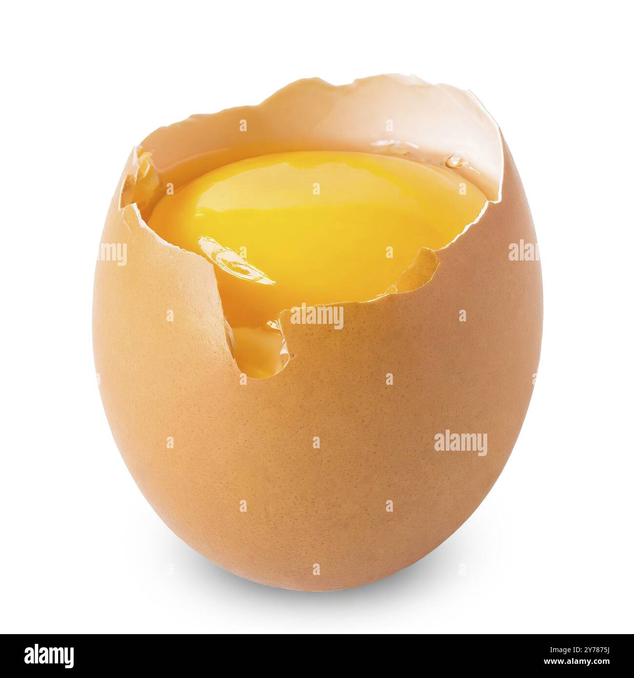Broken egg isolated on white background. Clipping path included Stock Photo