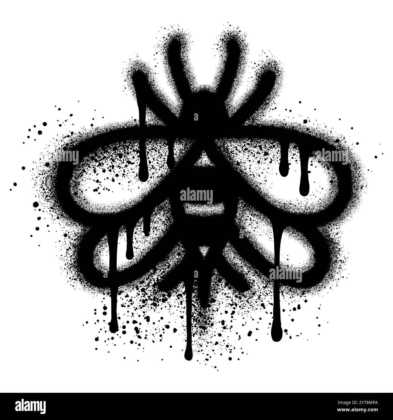 Bee graffiti with black spray paint. vector illustration. Stock Vector