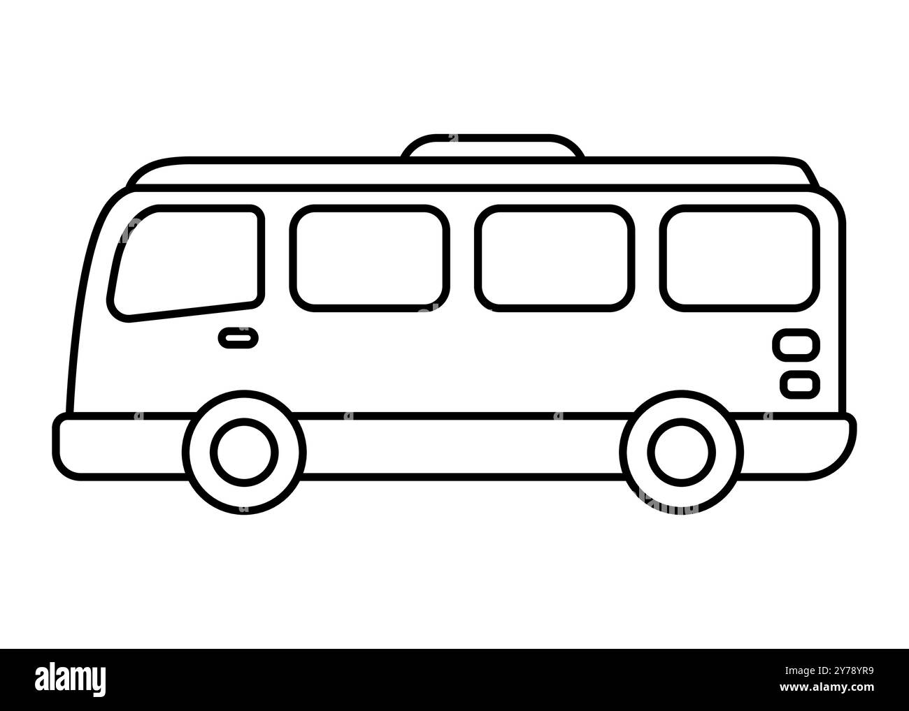 Bus clip art. Outline design for kids drawing and coloring. Vector ...