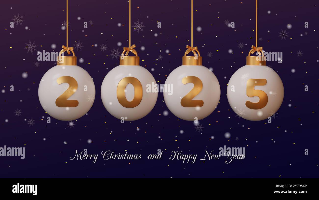 Merry Christmas 2025 greeting card. 3D illustration Stock Photo Alamy