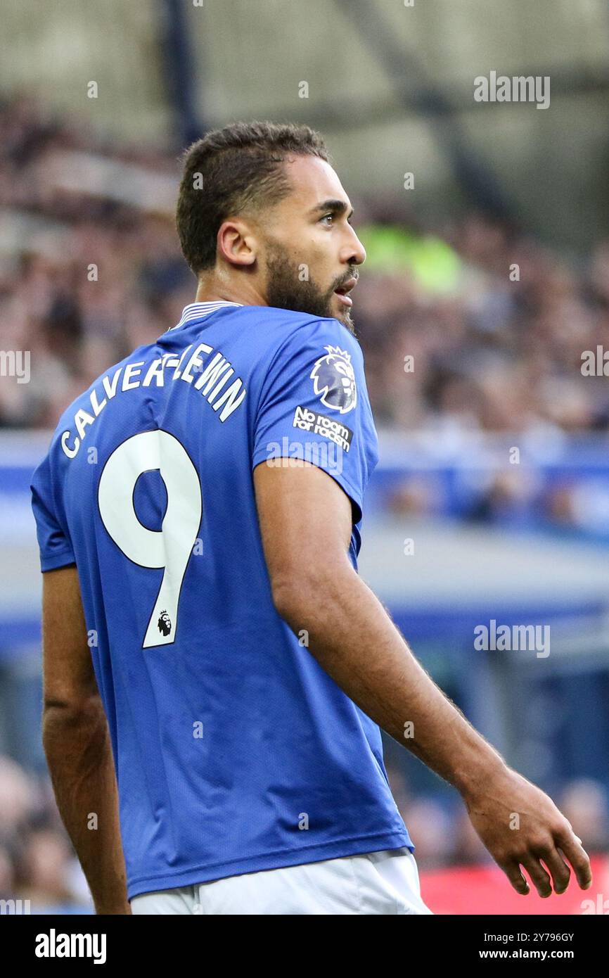 Liverpool, UK. 28th Sep, 2024. Goodison Park, Liverpool, England, September 27th 2024: Dominic Calvert-Lewin (9 Everton) during the Premier League match between Everton and Crystal Palace at Goodison Park in Liverpool, England. (Sean Chandler/SPP) Credit: SPP Sport Press Photo. /Alamy Live News Stock Photo