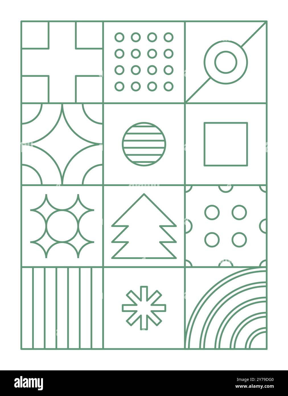 Christmas pattern outline geometric shapes. Stock Vector
