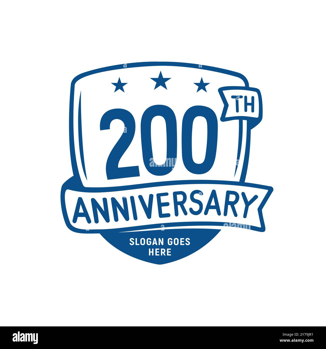 200 years anniversary celebration shield design template. 200th anniversary logo. Vector and illustration. Stock Vector