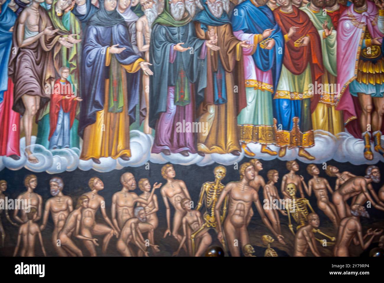 religious purgatory painting on the walls of agios dionysios greek orthodox church in zante town, zakynthos, ionian islands, greece Stock Photo