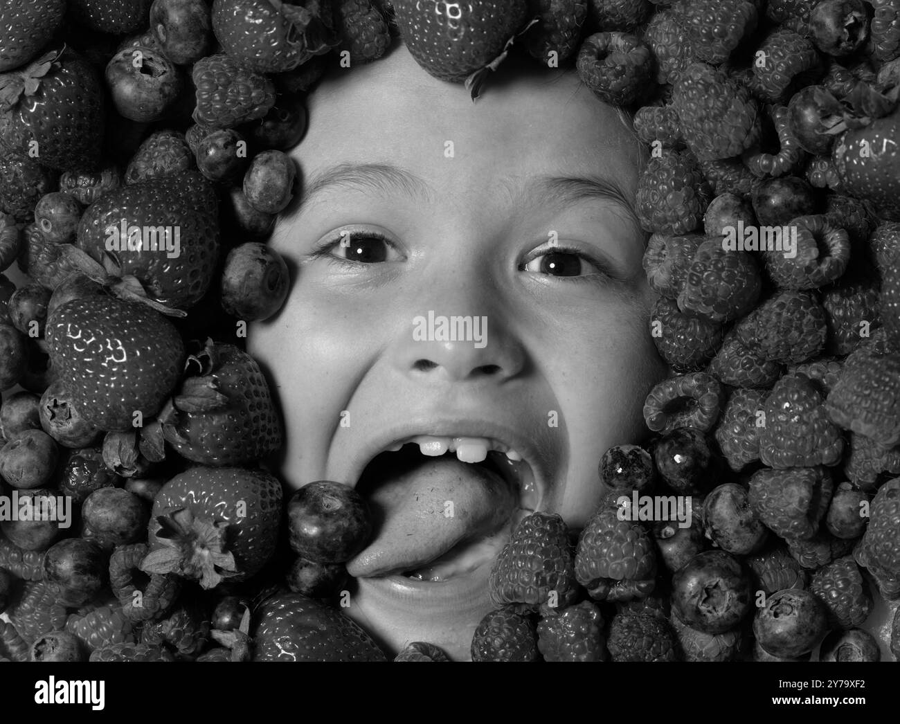 Mix fresh berries strawberries Black and White Stock Photos &amp; Images ...